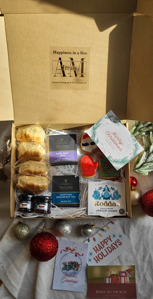 Christmas Tea Gift Box, Personalised Christmas Tea Gift Set, Thinking of You Gift, Cream Tea Gift Box, Afternoon Tea Hamper, Tea for Two