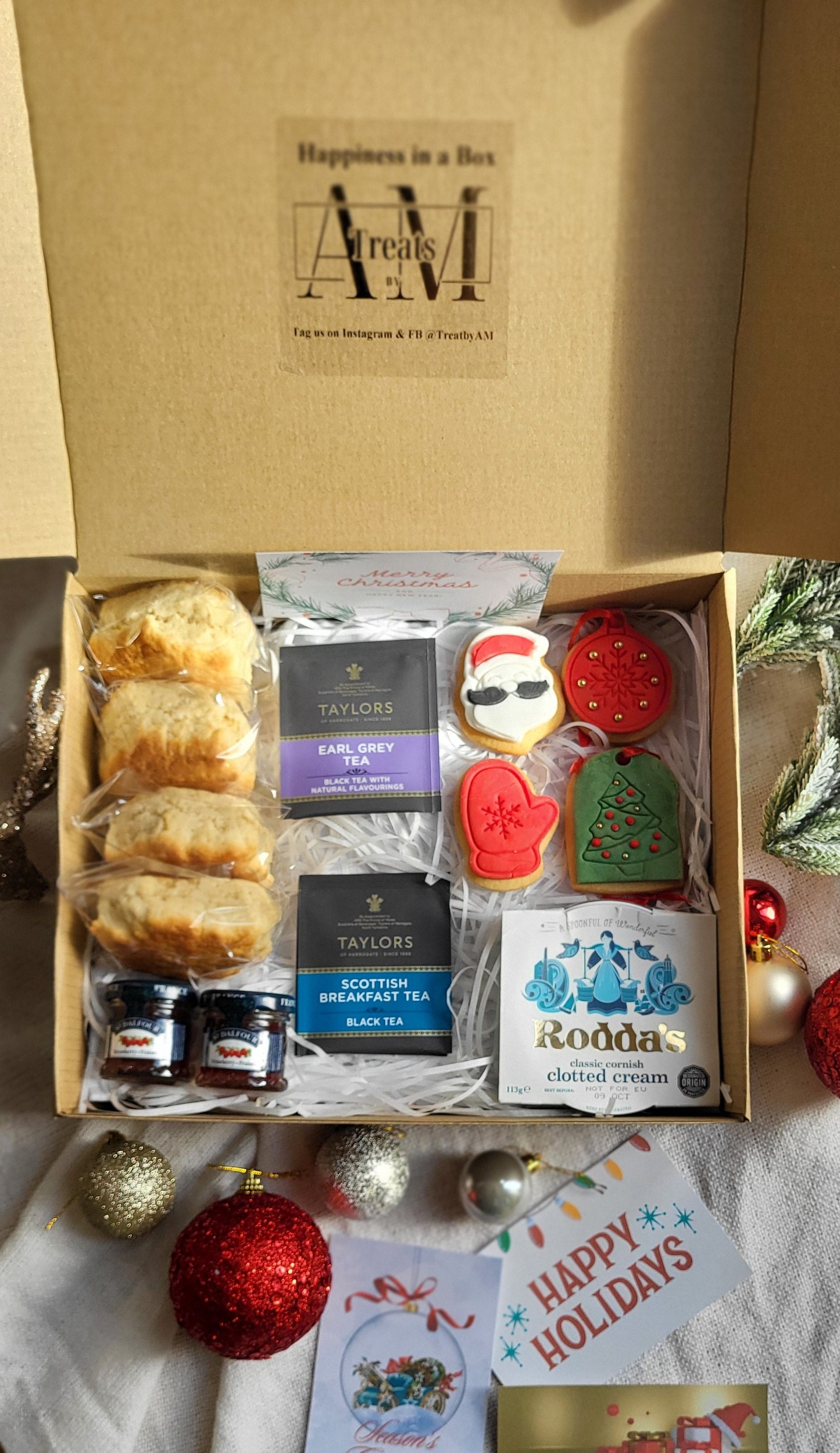 Christmas Tea Gift Box, Personalised Christmas Tea Gift Set, Thinking of You Gift, Cream Tea Gift Box, Afternoon Tea Hamper, Tea for Two