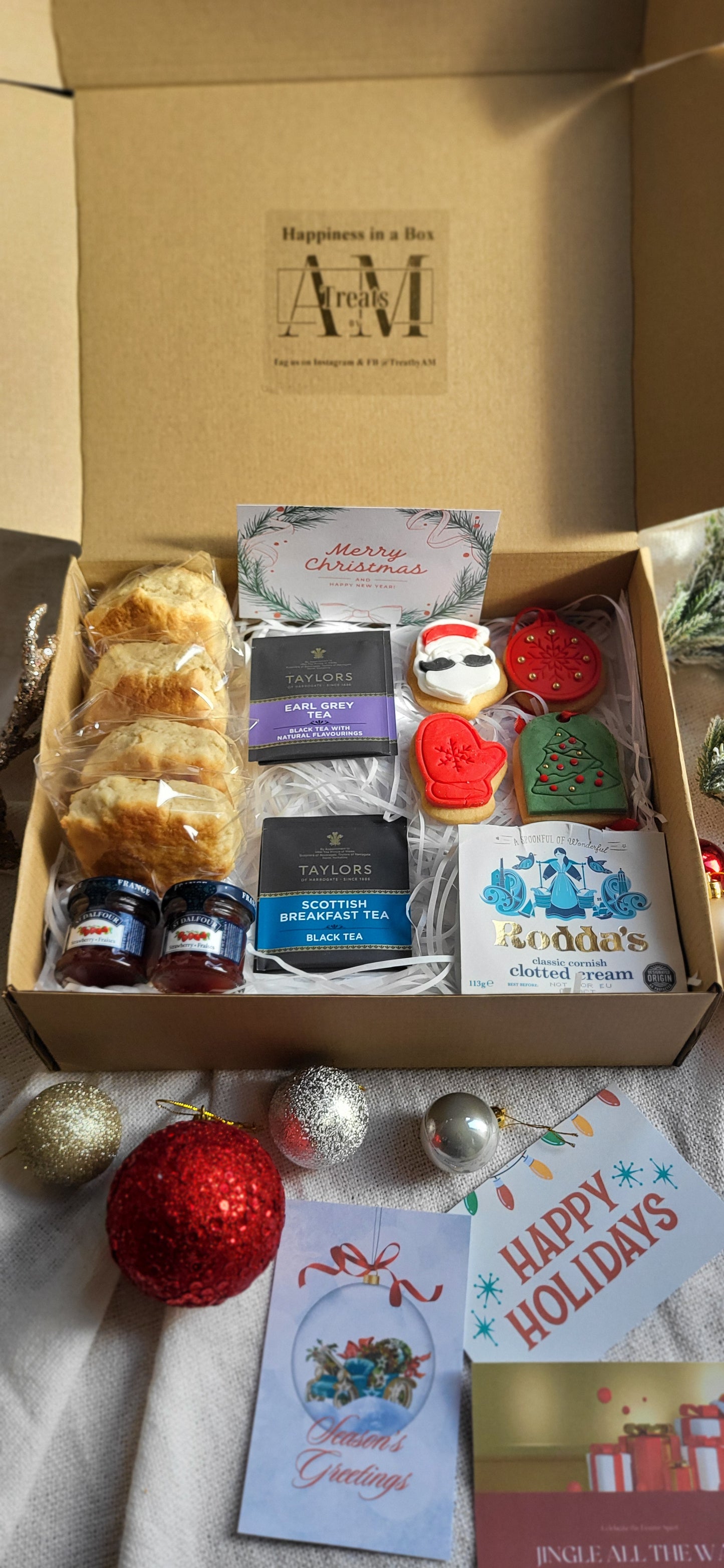 Christmas Tea Gift Box, Personalised Christmas Tea Gift Set, Thinking of You Gift, Cream Tea Gift Box, Afternoon Tea Hamper, Tea for Two