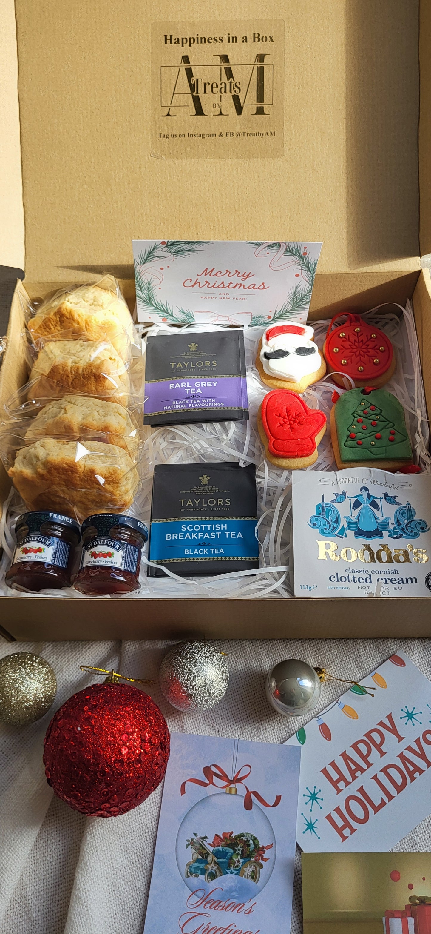 Christmas Tea Gift Box, Personalised Christmas Tea Gift Set, Thinking of You Gift, Cream Tea Gift Box, Afternoon Tea Hamper, Tea for Two