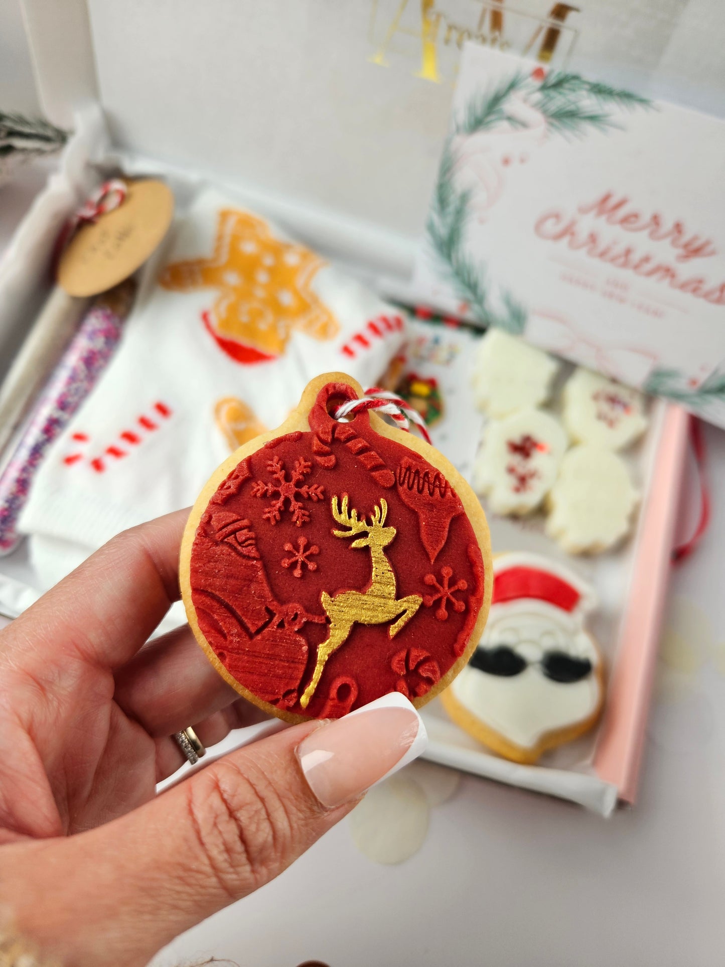 Cozy Christmas Box | Self-Care Gift Set for Her | Festive Socks, Santa Cookie, Hot Chocolate | Holiday Treat Box