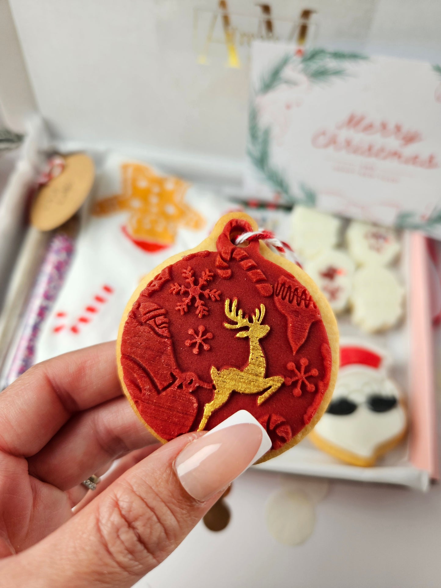Cozy Christmas Box | Self-Care Gift Set for Her | Festive Socks, Santa Cookie, Hot Chocolate | Holiday Treat Box