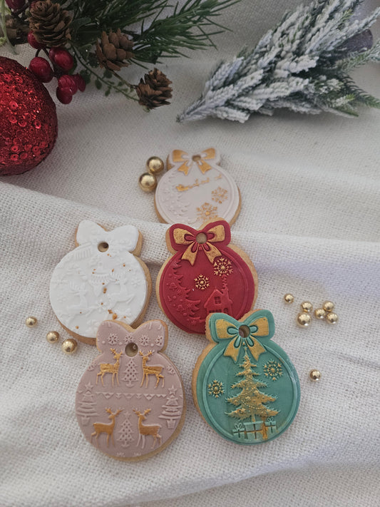 Custom Christmas Ornament Cookies | Holiday Sugar Cookies | Edible Bauble Gift Box | Festive Present Treat | Winter Wonderland Decor