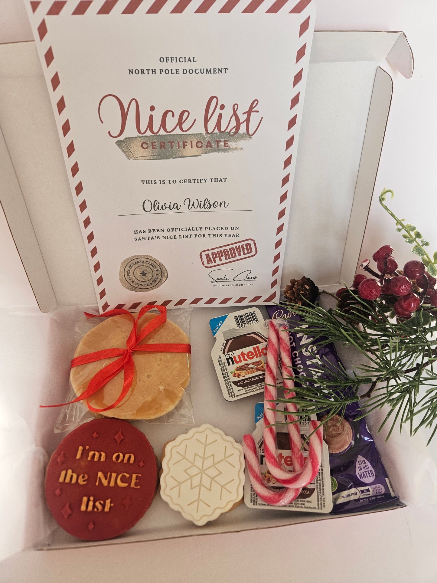 Personalised Santa's Nice List Certificate Box | Christmas Eve Treat Box for Kids | Custom Christmas Gift | Official North Pole Document |