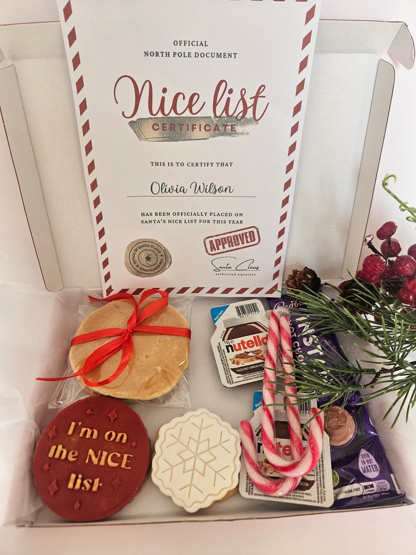 Personalised Santa's Nice List Certificate Box | Christmas Eve Treat Box for Kids | Custom Christmas Gift | Official North Pole Document |