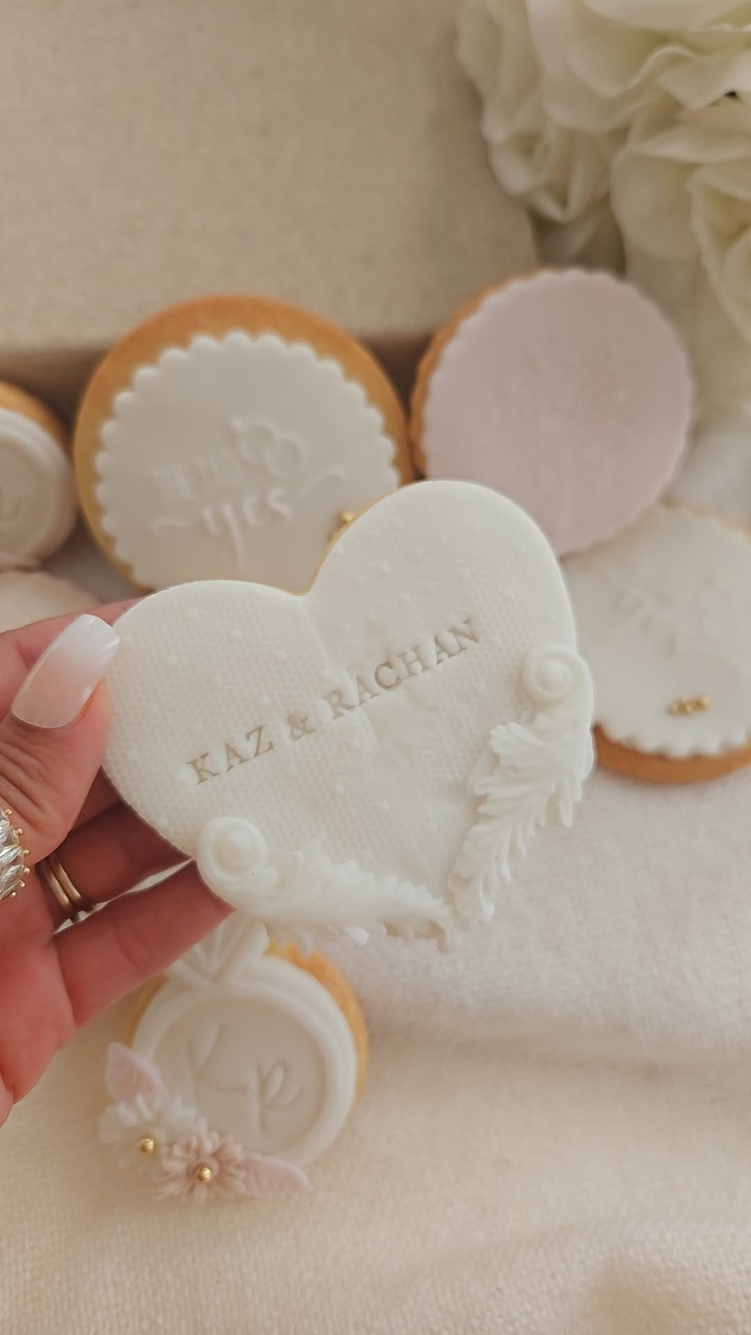 Luxury Engagement Cookie Set | Handmade Fondant Biscuits for Proposal & Bridal Showers