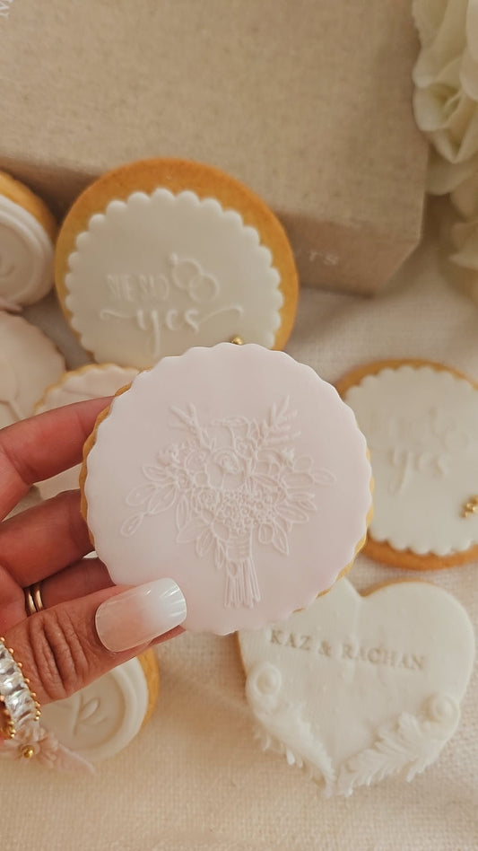 Luxury Engagement Cookie Set | Handmade Fondant Biscuits for Proposal & Bridal Showers
