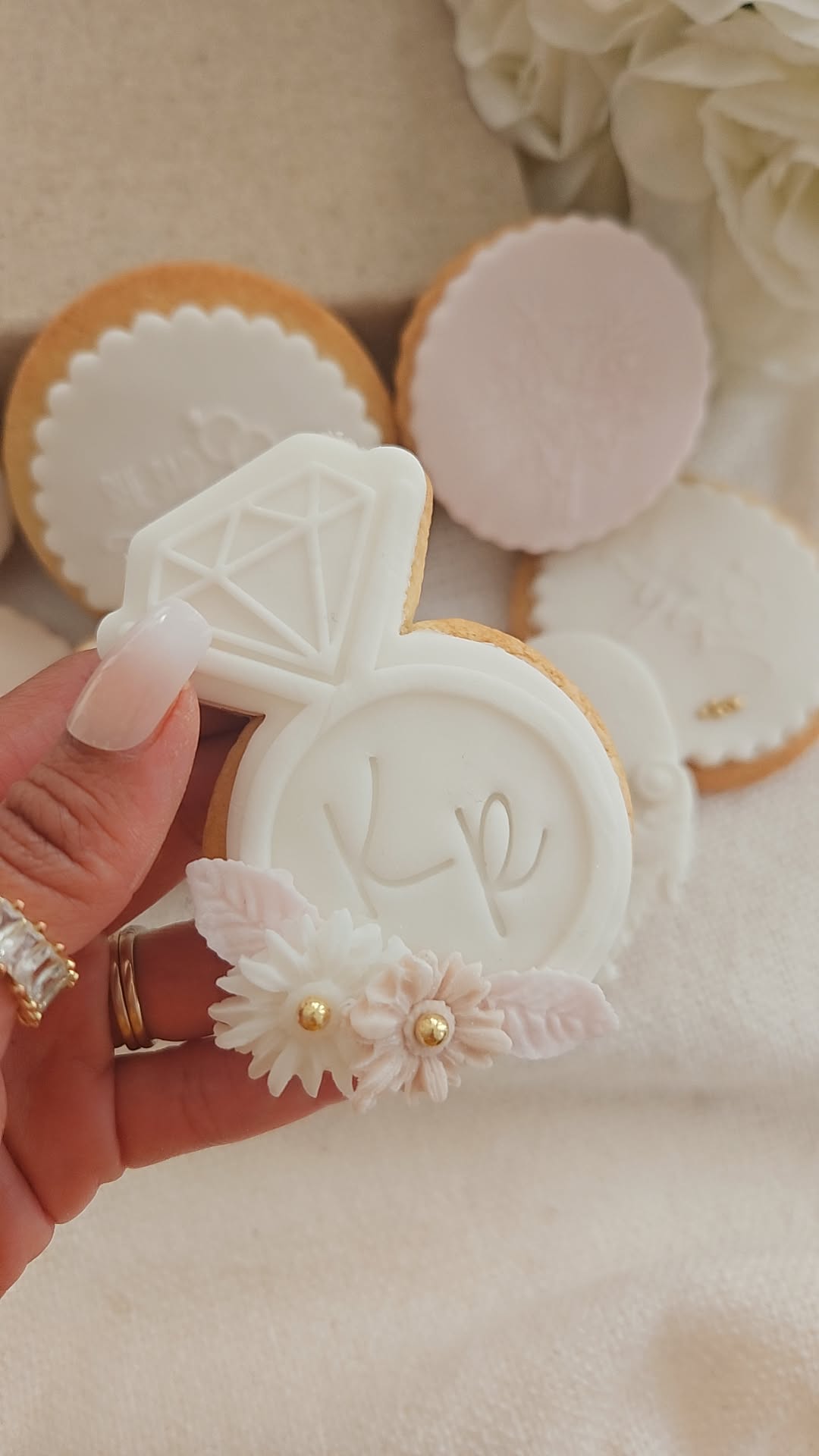 Luxury Engagement Cookie Set | Handmade Fondant Biscuits for Proposal & Bridal Showers