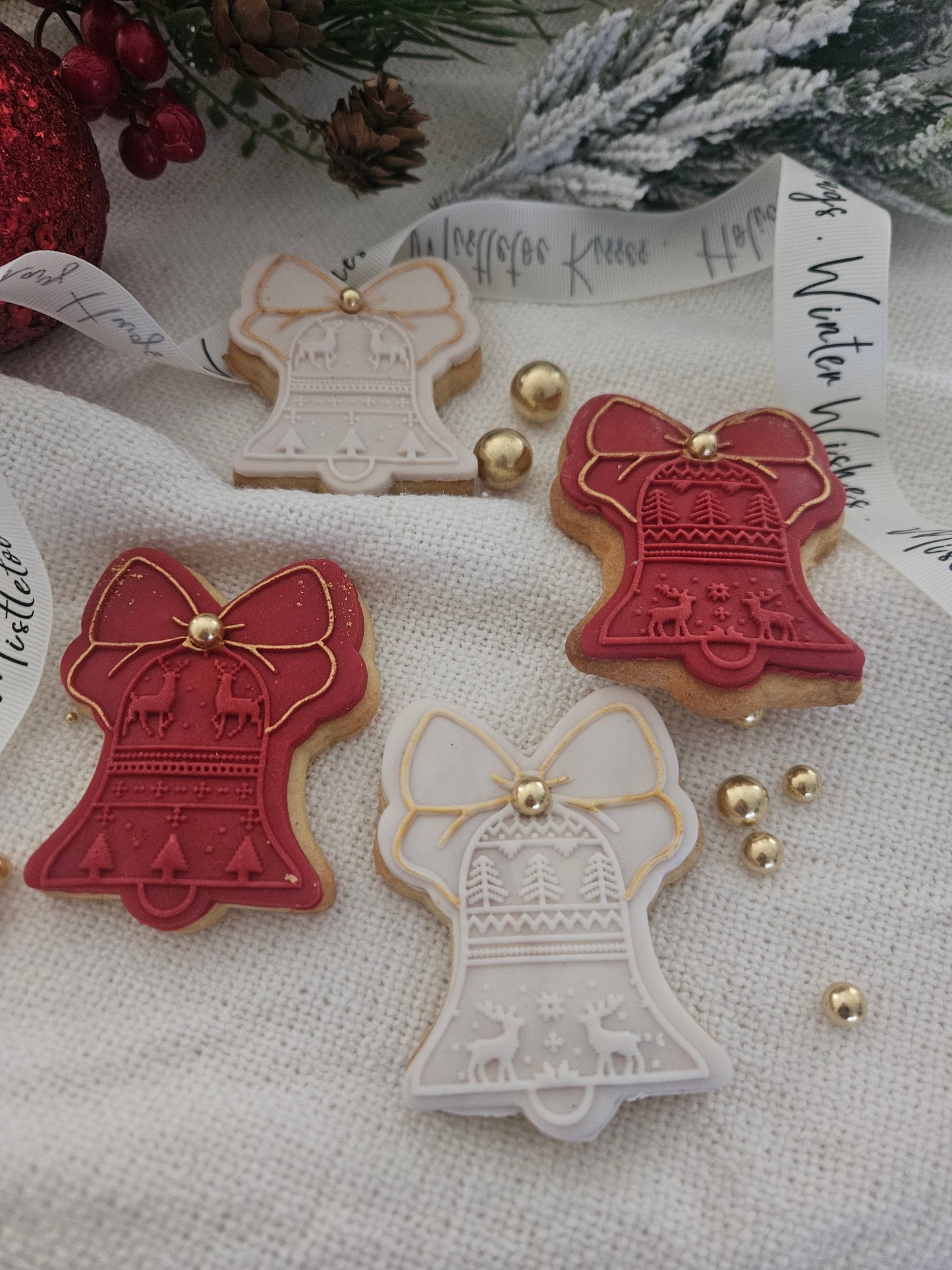 🎄Christmas Letterbox Biscuits | Handmade Fondant Cookies Gift Set | Personalized Festive Treats | Xmas Bell Iced Biscuits | Holiday Present