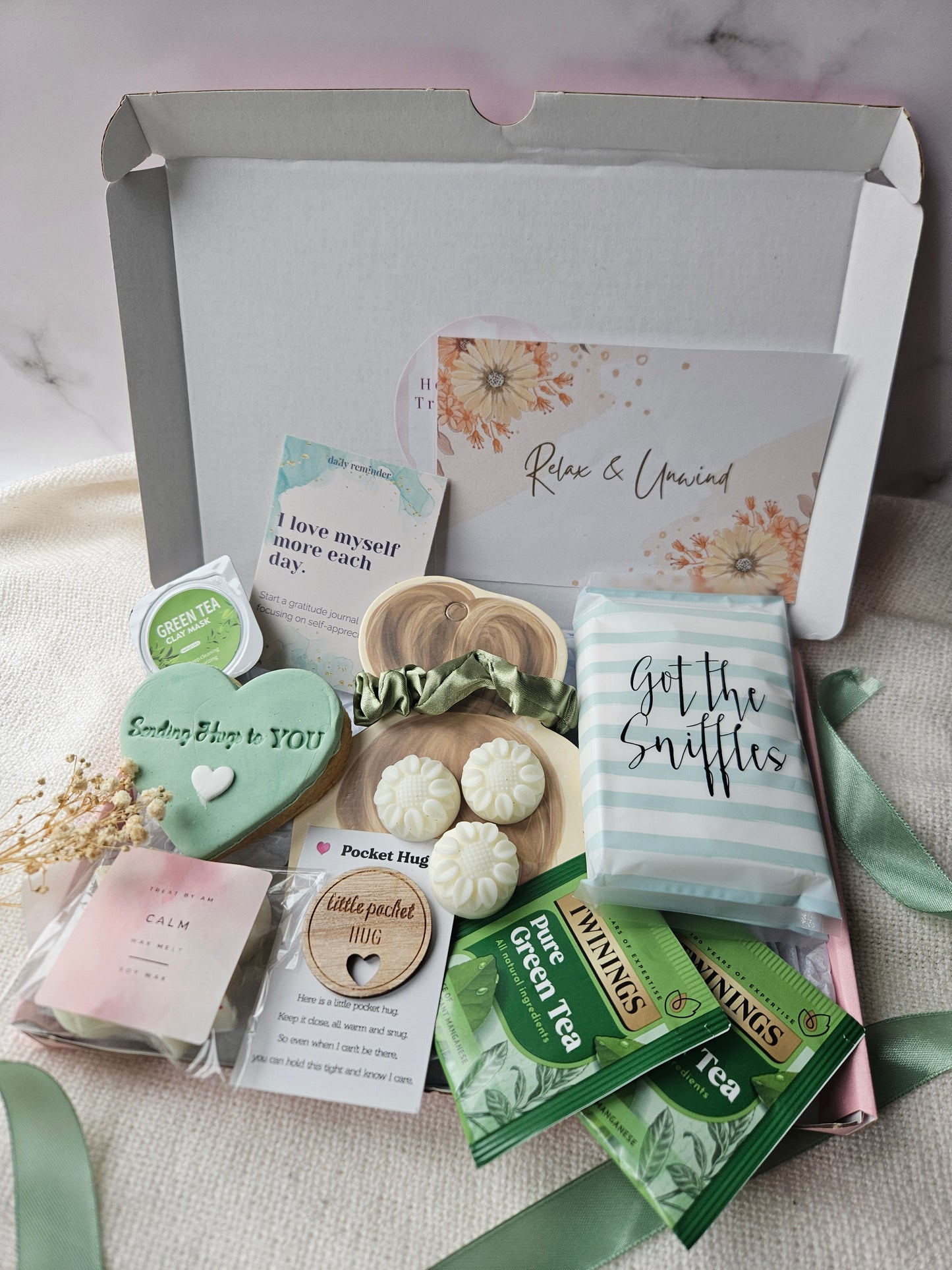Relax & Unwind Hamper| Sage Green Pamper Box