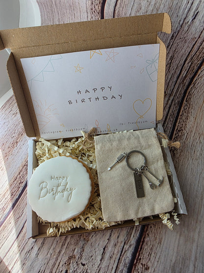 Dad Birthday Letterbox Gift | Happy Birthday Handyman Cookie & Tool Keychain Set | Gift for Him, Grandad, Father's Day