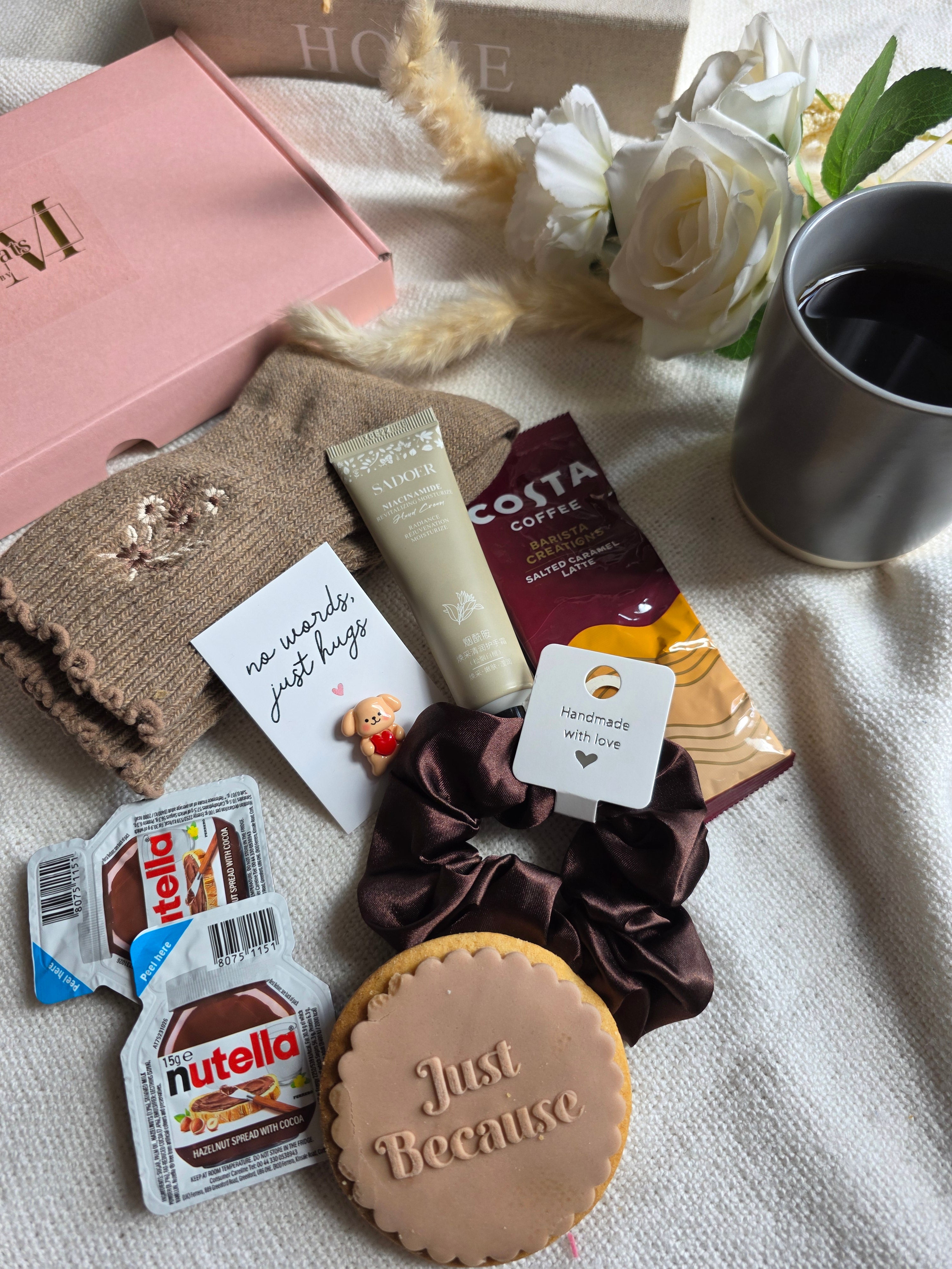 "Just Because" Cosy Care Package | Deluxe Self-Care & Treat Gift Box- Cocoa & Cream