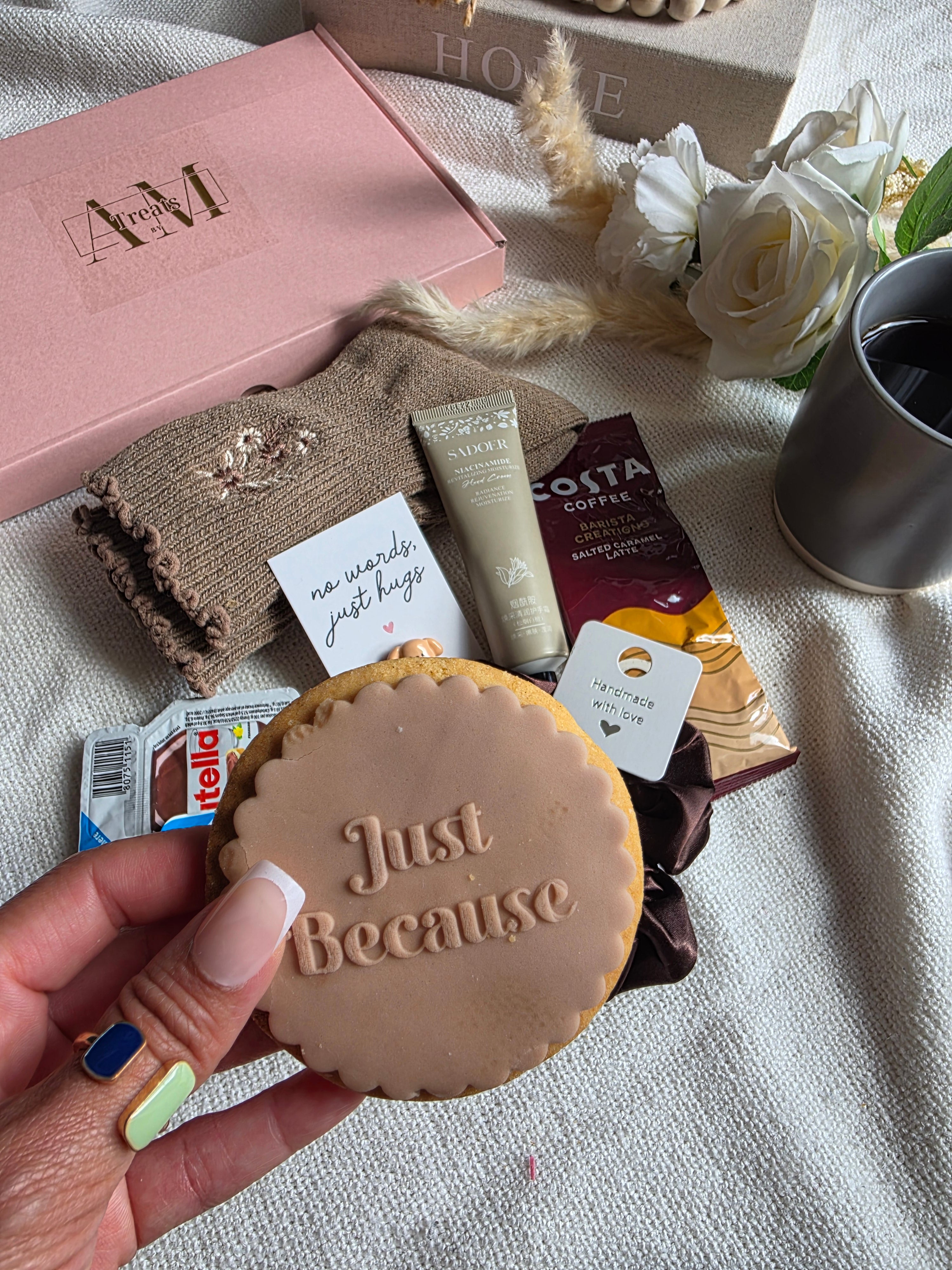 "Just Because" Cosy Care Package | Deluxe Self-Care & Treat Gift Box- Cocoa & Cream