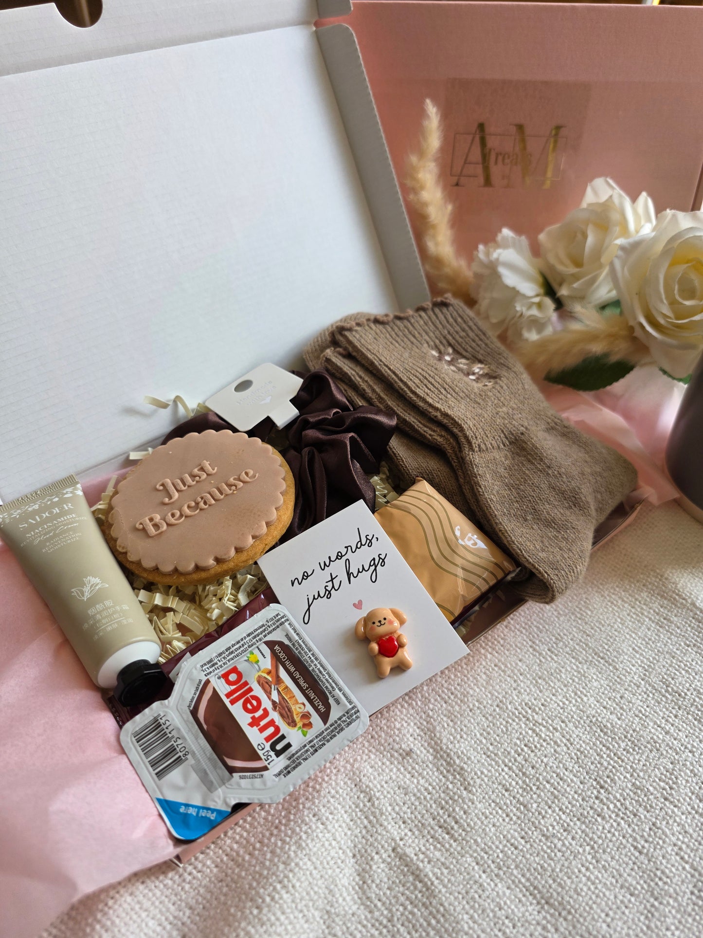 "Just Because" Cosy Care Package | Deluxe Self-Care & Treat Gift Box- Cocoa & Cream