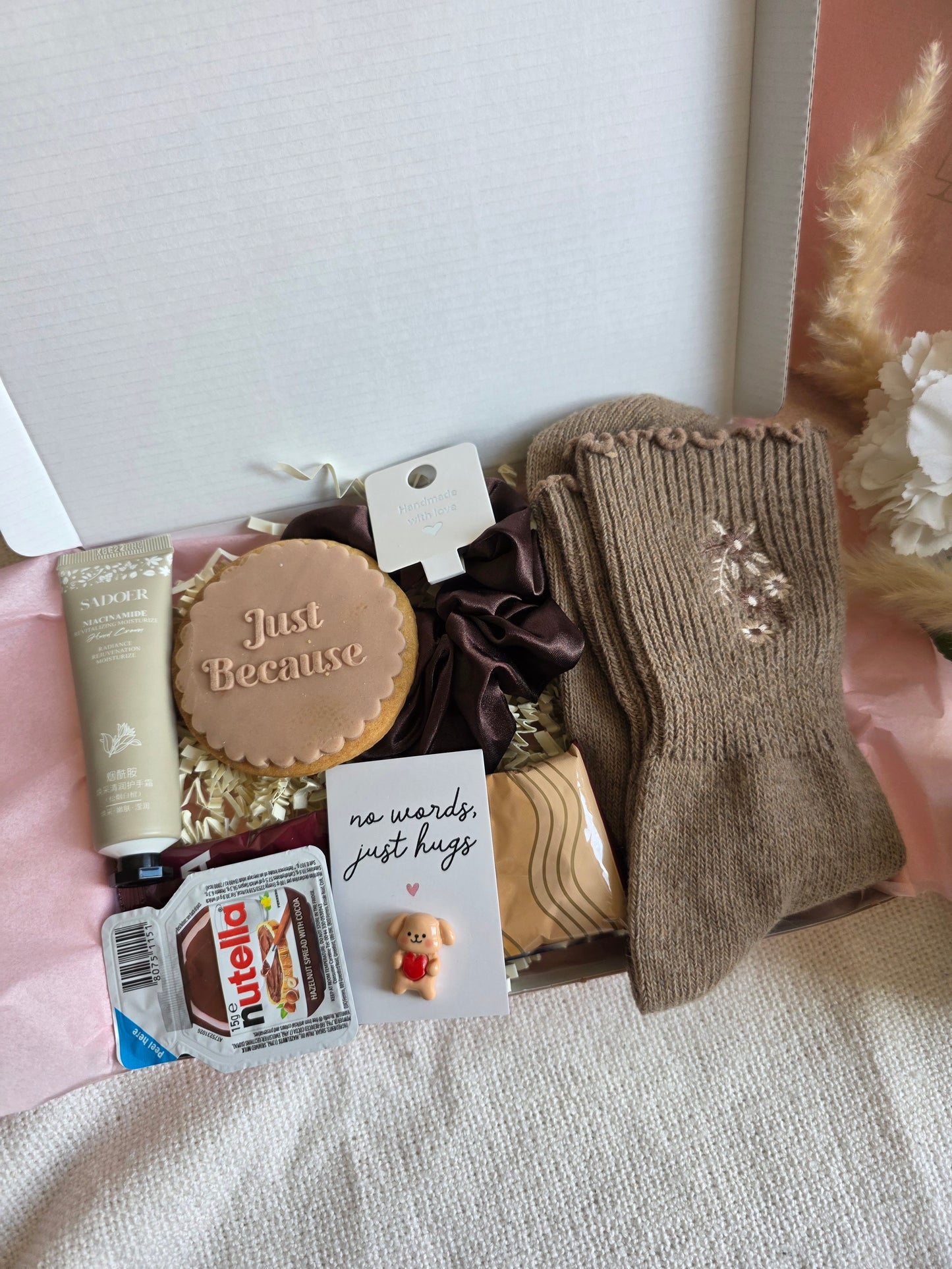 "Just Because" Cosy Care Package | Deluxe Self-Care & Treat Gift Box- Cocoa & Cream