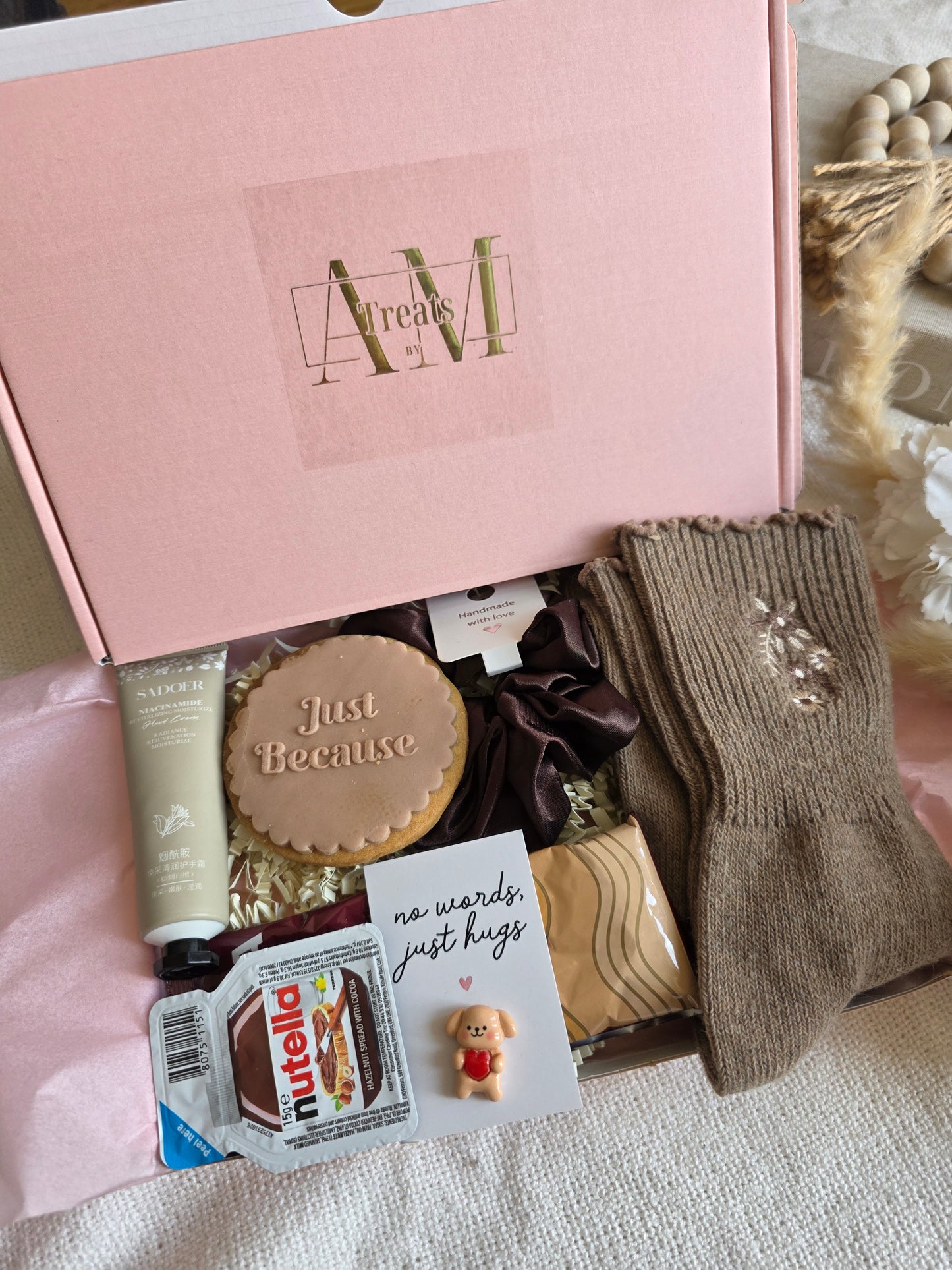 "Just Because" Cosy Care Package | Deluxe Self-Care & Treat Gift Box- Cocoa & Cream