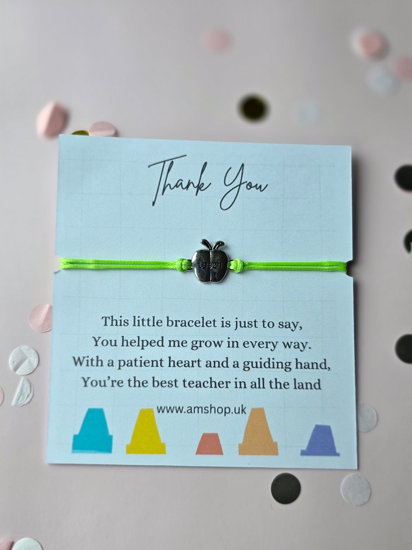 Teacher Thank You Charm Wish Bracelet|Thank You Gift for Her