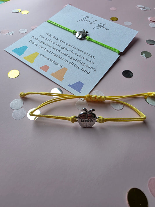 Teacher Thank You Charm Wish Bracelet|Thank You Gift for Her