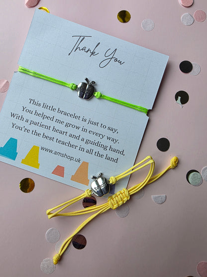 Teacher Thank You Charm Wish Bracelet|Thank You Gift for Her