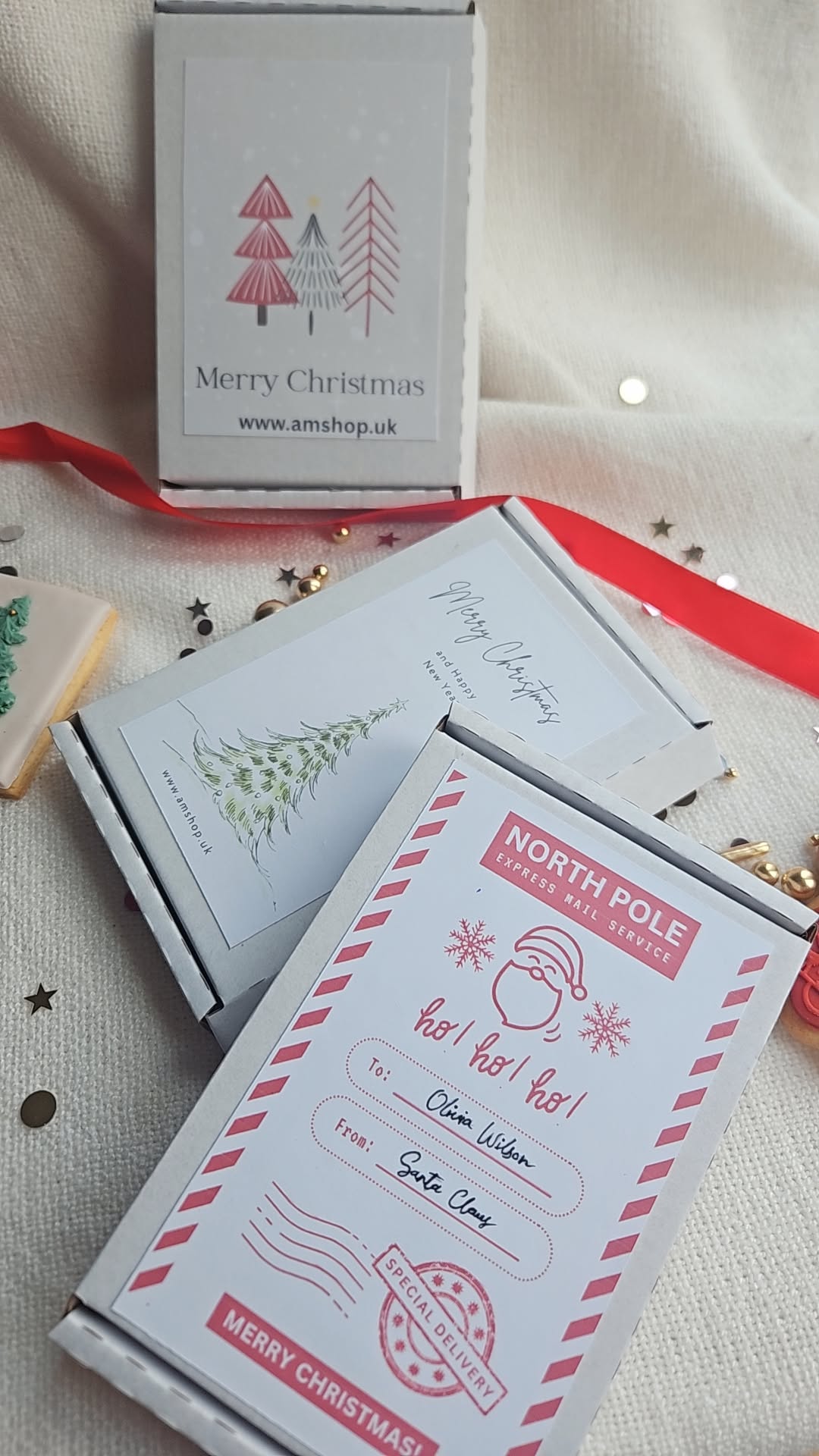 Christmas Cookie Greetings Card Gift Box |Santa Mail Personalised Hug in a Box|Christmas Eve Box