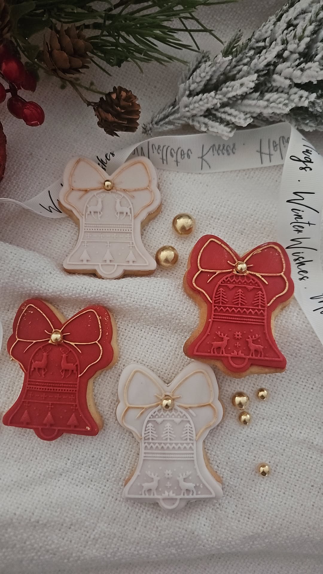 🎄Christmas Letterbox Biscuits | Handmade Fondant Cookies Gift Set | Personalized Festive Treats | Xmas Bell Iced Biscuits | Holiday Present