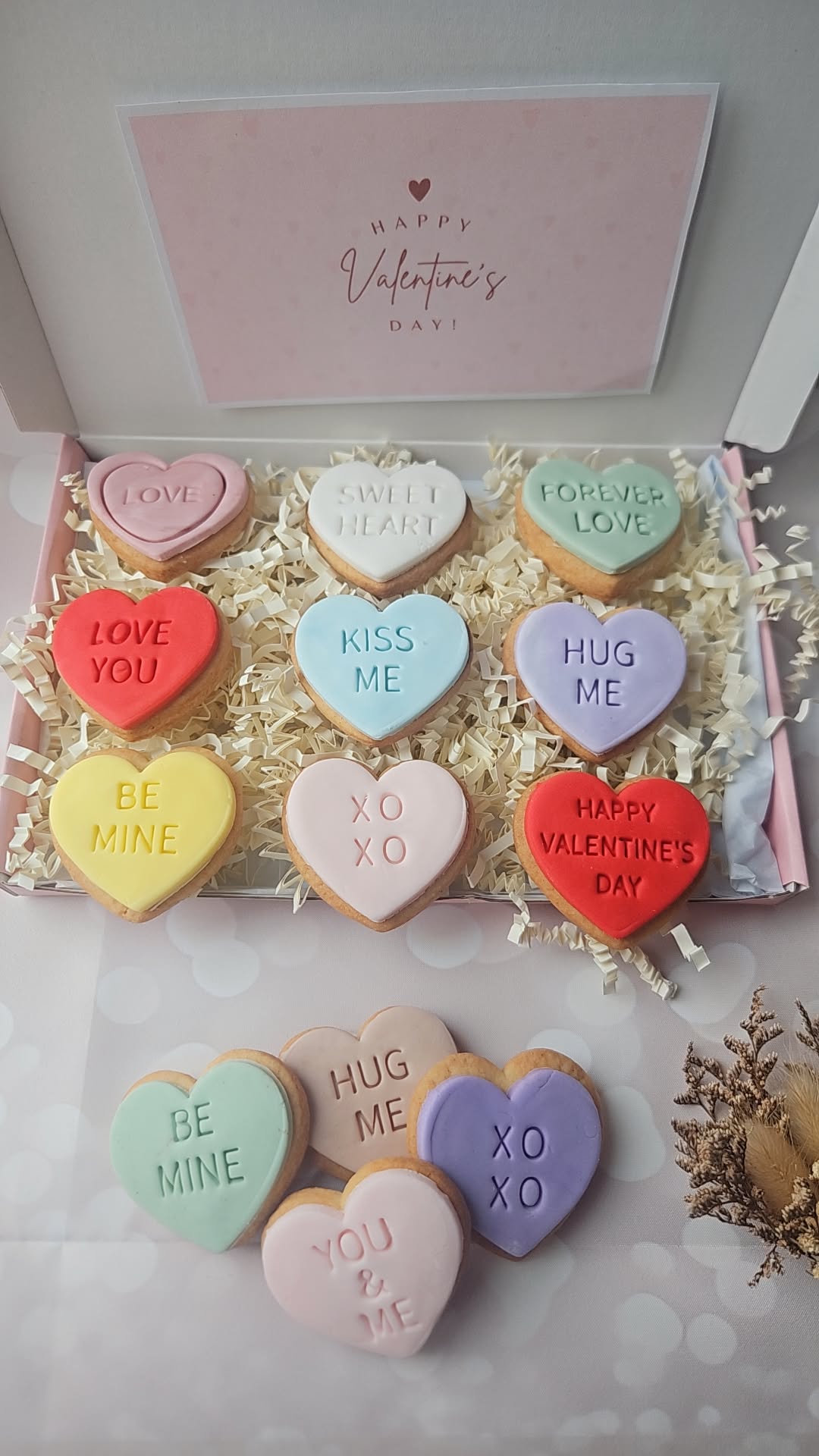 Conversation Heart Cookies - Valentine’s Day Gift Box - A & M