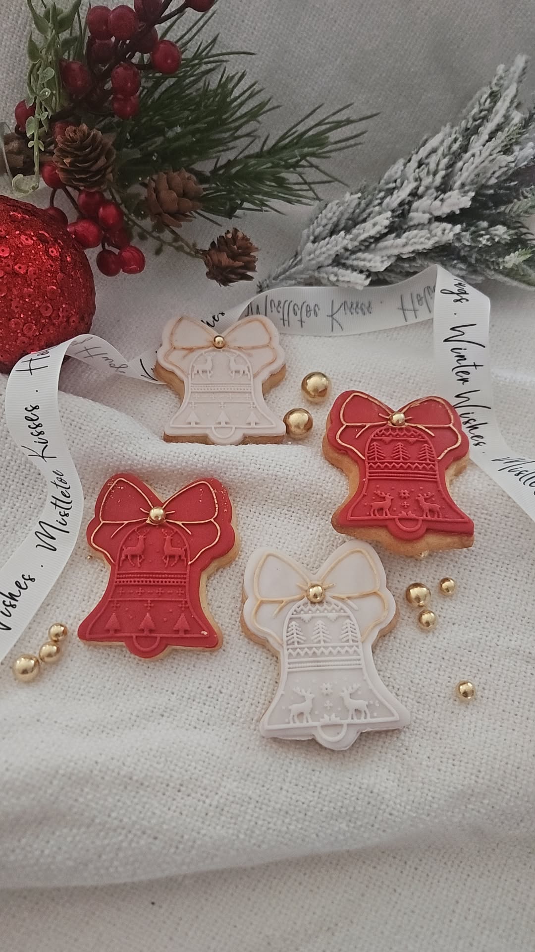 🎄Christmas Letterbox Biscuits | Handmade Fondant Cookies Gift Set | Personalized Festive Treats | Xmas Bell Iced Biscuits | Holiday Present