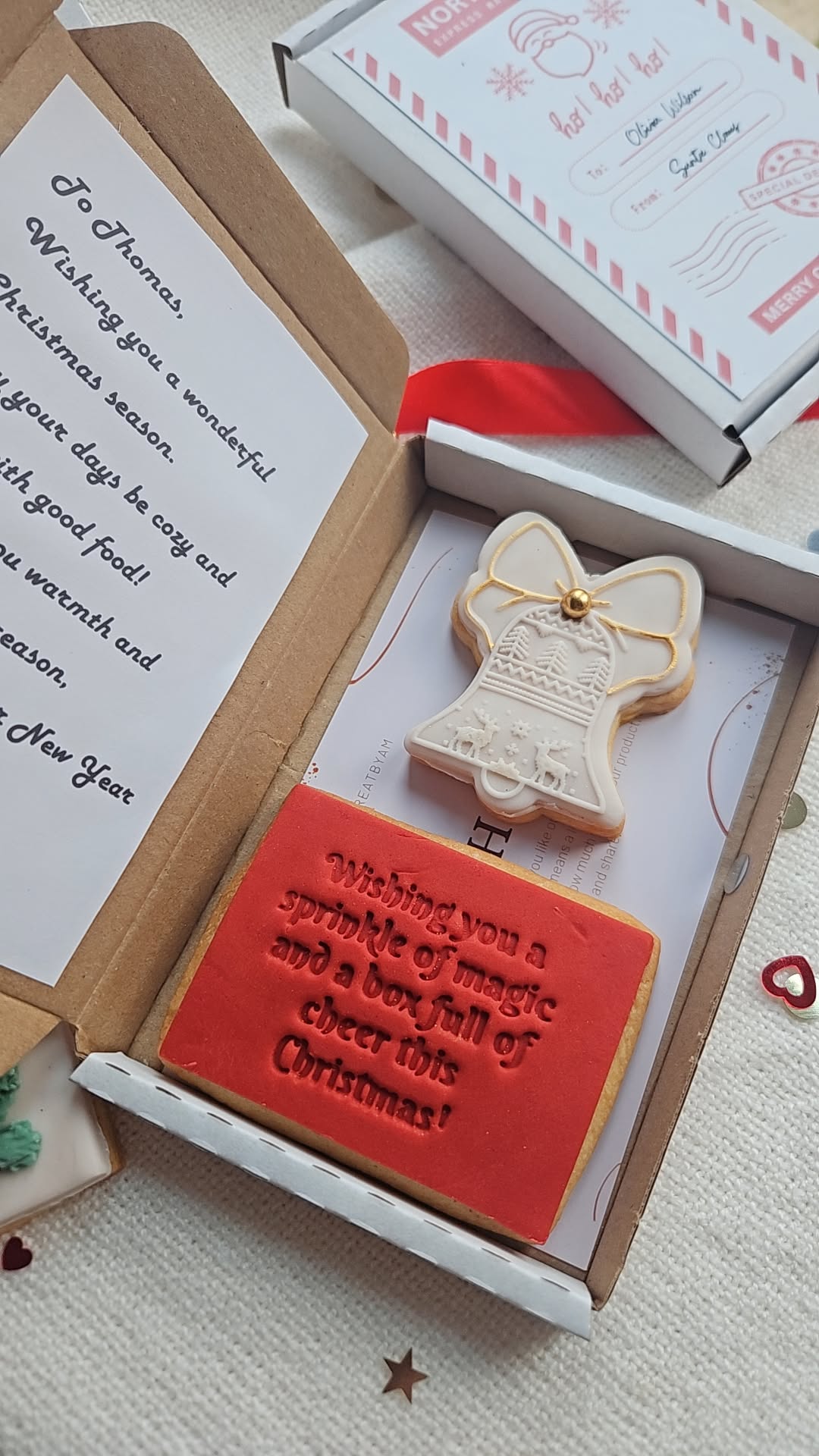 Christmas Cookie Greetings Card Gift Box |Santa Mail Personalised Hug in a Box|Christmas Eve Box