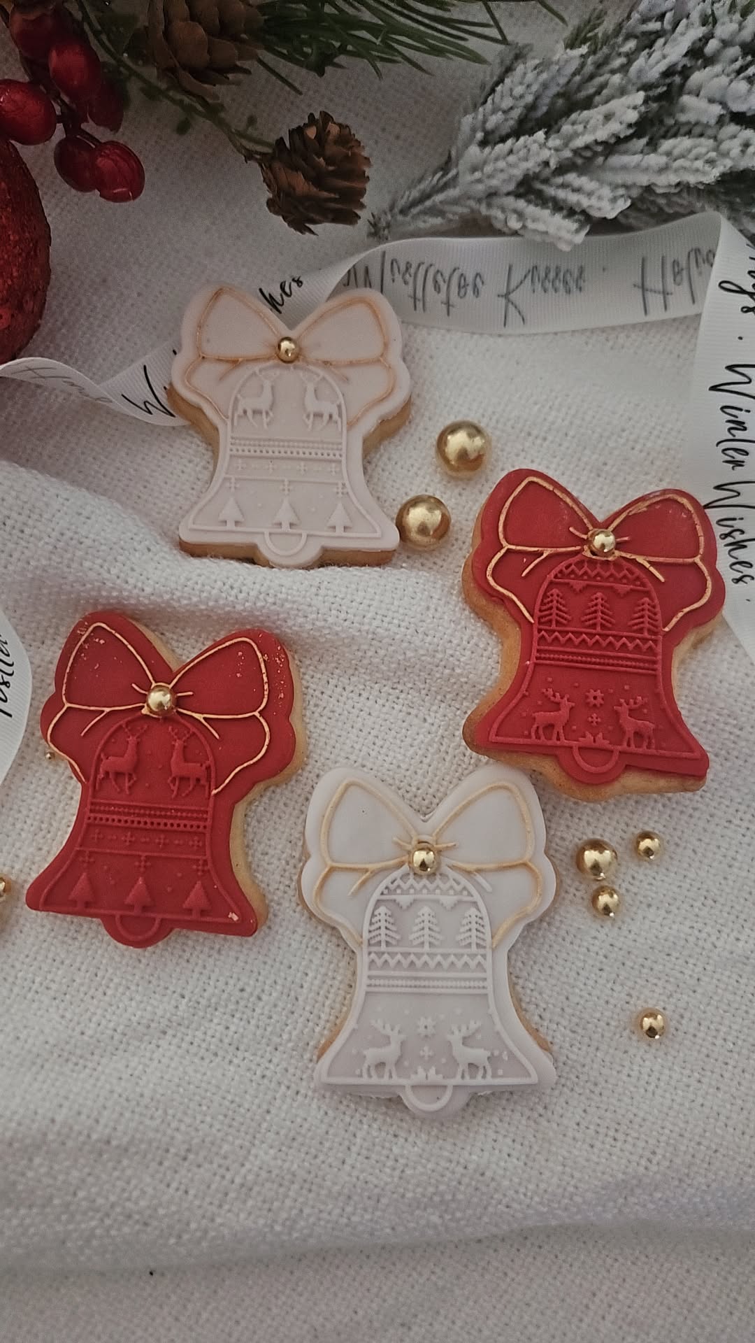 🎄Christmas Letterbox Biscuits | Handmade Fondant Cookies Gift Set | Personalized Festive Treats | Xmas Bell Iced Biscuits | Holiday Present