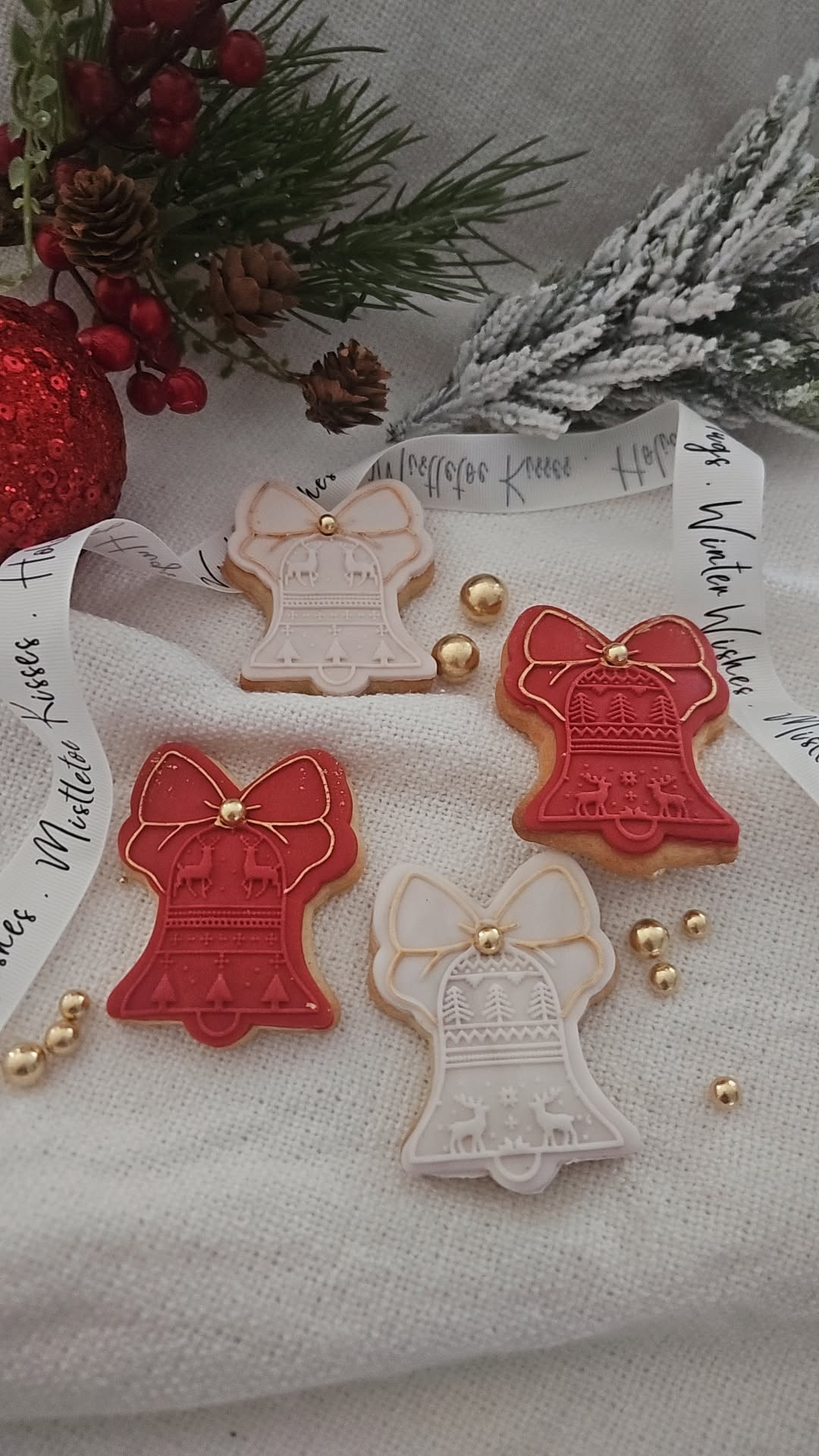 🎄Christmas Letterbox Biscuits | Handmade Fondant Cookies Gift Set | Personalized Festive Treats | Xmas Bell Iced Biscuits | Holiday Present
