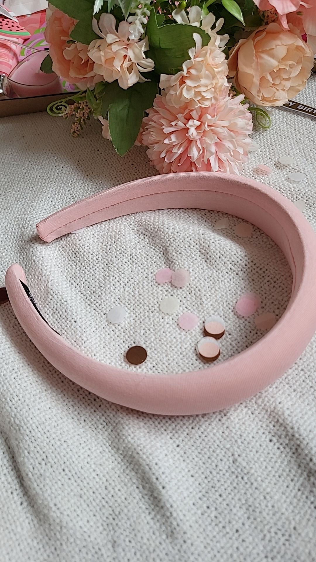 Pink padded open headband included in the Large birthday box